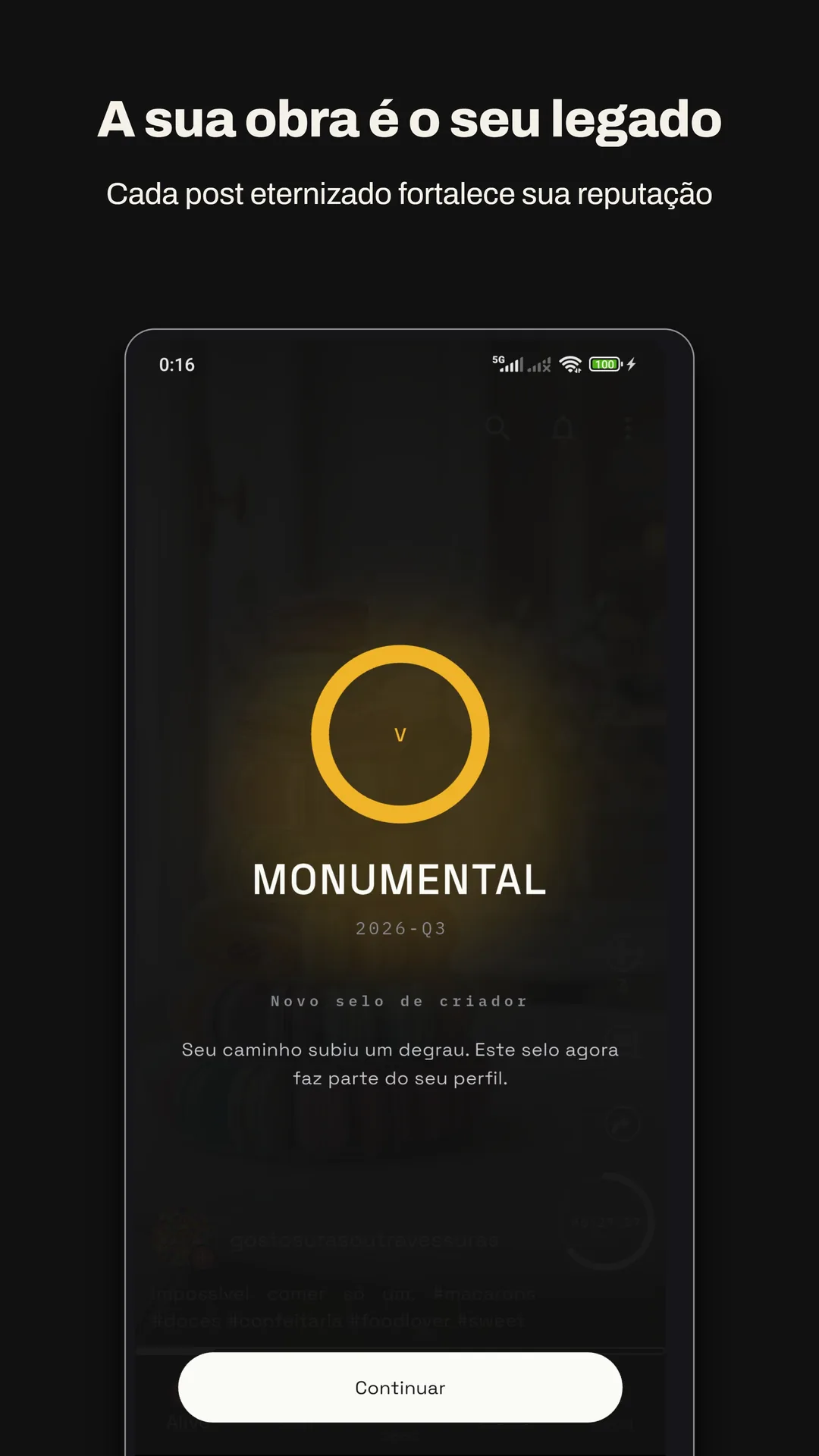Creator badge: every eternized post strengthens the reputation of whoever published it.